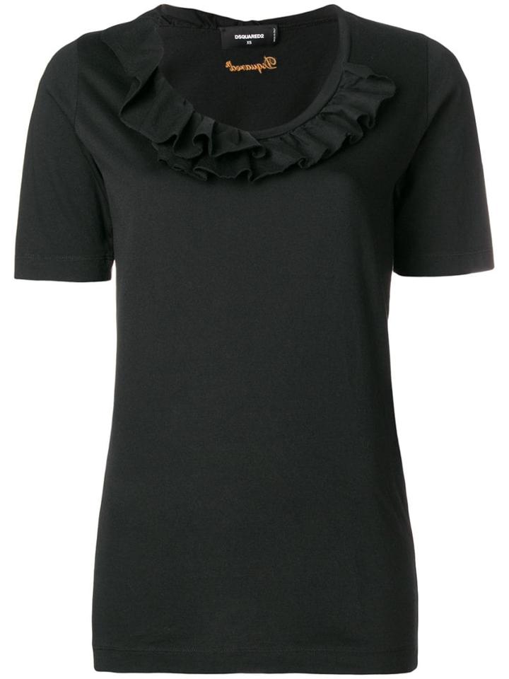 Dsquared2 Ruffled Trim T-shirt - Black