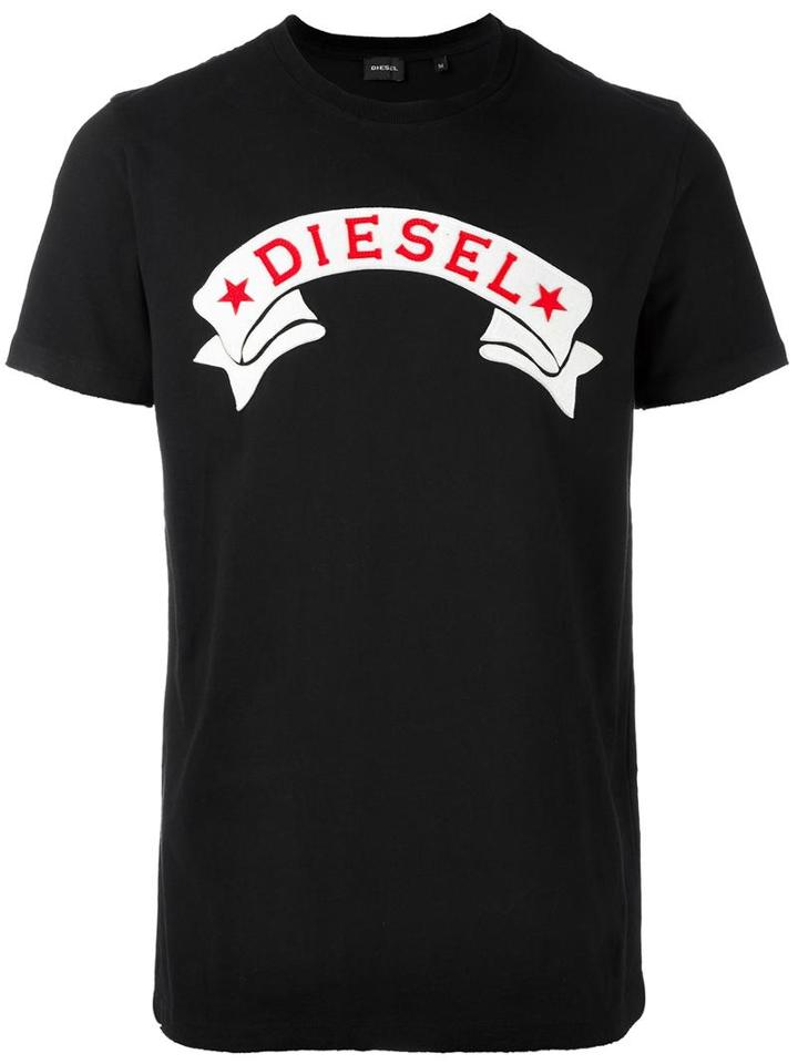 Diesel Logo Applique T-shirt, Men's, Size: Xl, Black, Cotton
