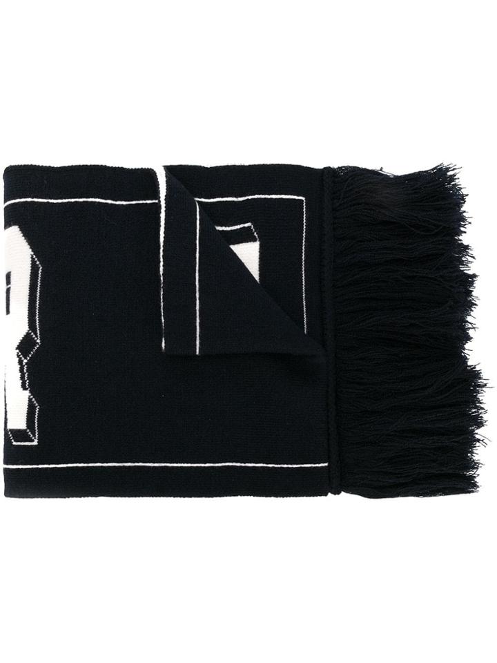 Moncler Logo Intarsia Scarf - Blue