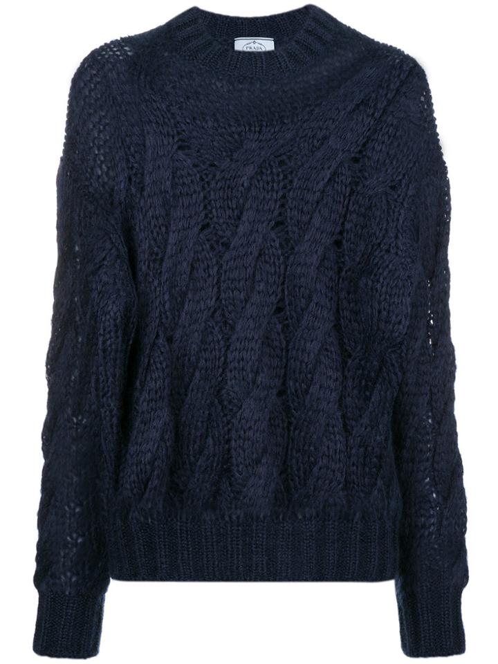 Prada Cable Knit Jumper - Blue