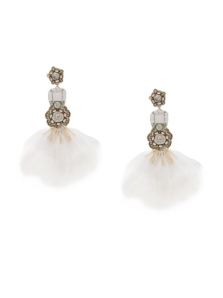 Ranjana Khan Feather Fan Earrings - White
