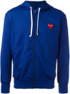 Comme Des Garçons Play Embroidered Logo Hoodie, Men's, Size: Large, Blue, Polyester