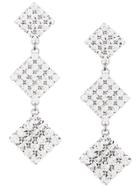 Alessandra Rich Triple Crystal Drop Earrings - Metallic