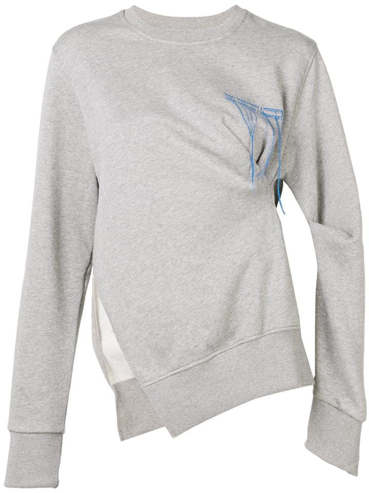 Rokh Asymmetric Slit Sweatshirt - Grey