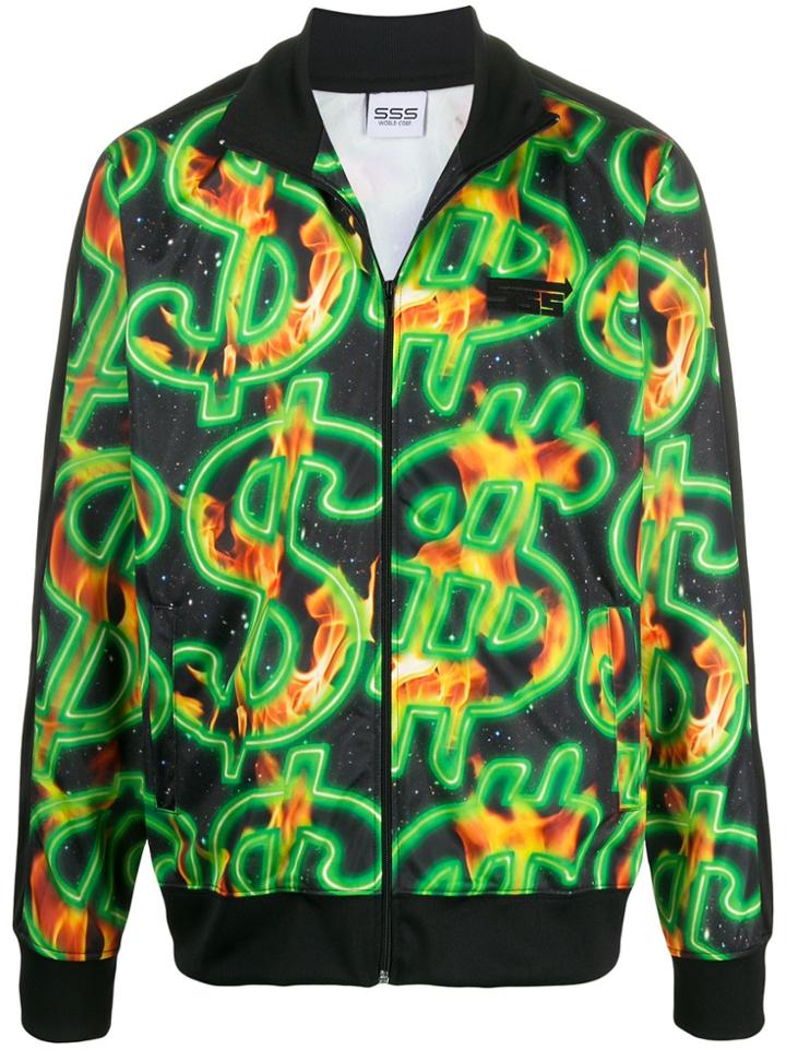 Sss World Corp Dollar Print Bomber Jacket - Black