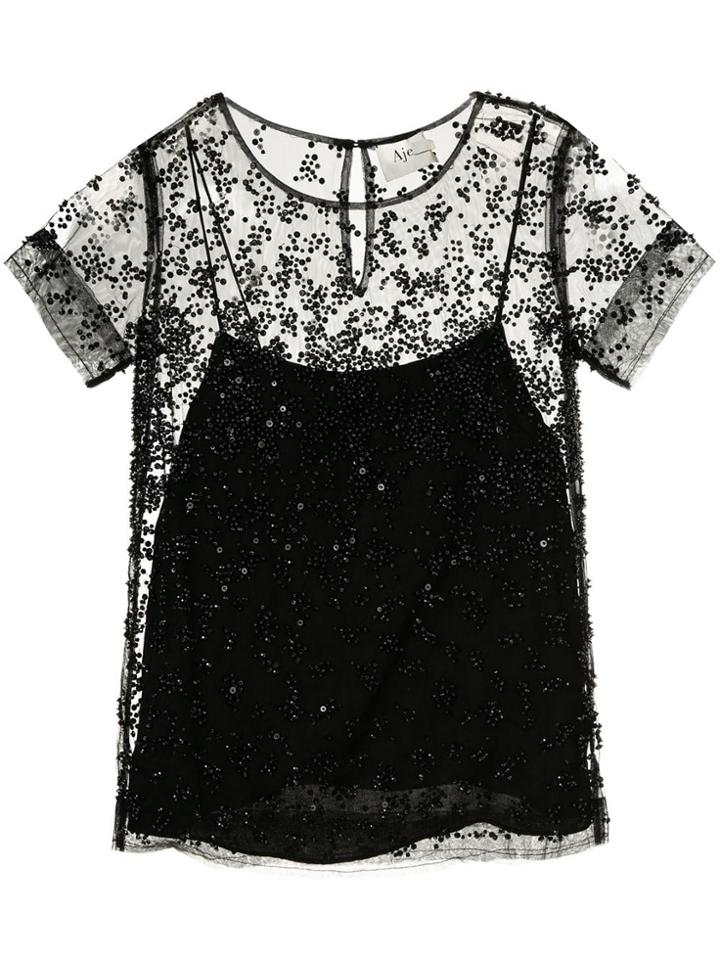 Aje Embellished Layered Blouse - Black
