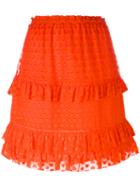 Tory Burch - Embroidered Madison Skirt - Women - Silk/polyester/viscose - M, Red, Silk/polyester/viscose