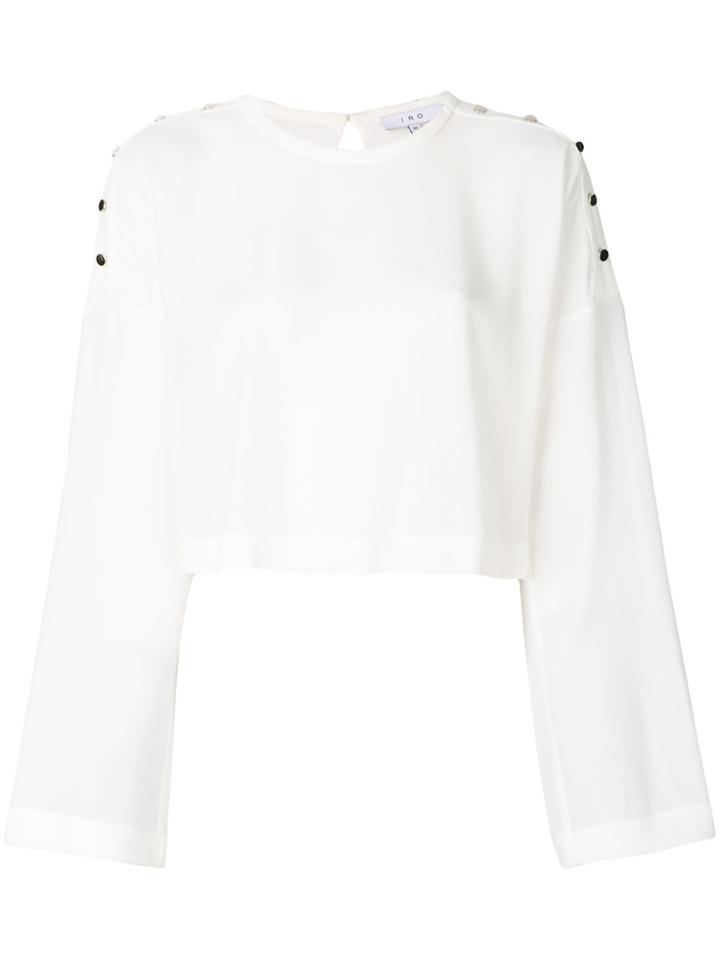 Iro Button-embellished Flared Blouse - White