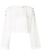 Iro Button-embellished Flared Blouse - White