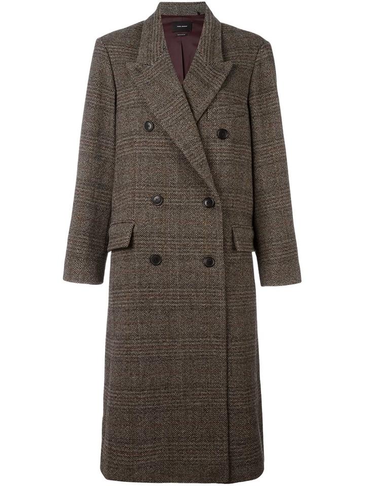 Isabel Marant - 'flint' Checked Overcoat - Women - Cotton/polyester/acetate/virgin Wool - 36, Grey, Cotton/polyester/acetate/virgin Wool