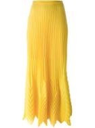 Msgm Pleated Long Skirt, Women's, Size: 42, Yellow/orange, Polyester/spandex/elastane