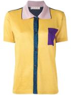 Marni Colour Block Knitted Polo Shirt, Women's, Size: 38, Yellow/orange, Viscose/acetate/polyester/polyamide