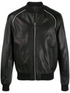 Les Hommes Textured Zipped Bomber Jacket - Black