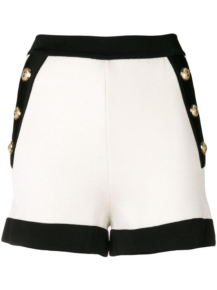 Balmain Side Button Shorts - Nude & Neutrals