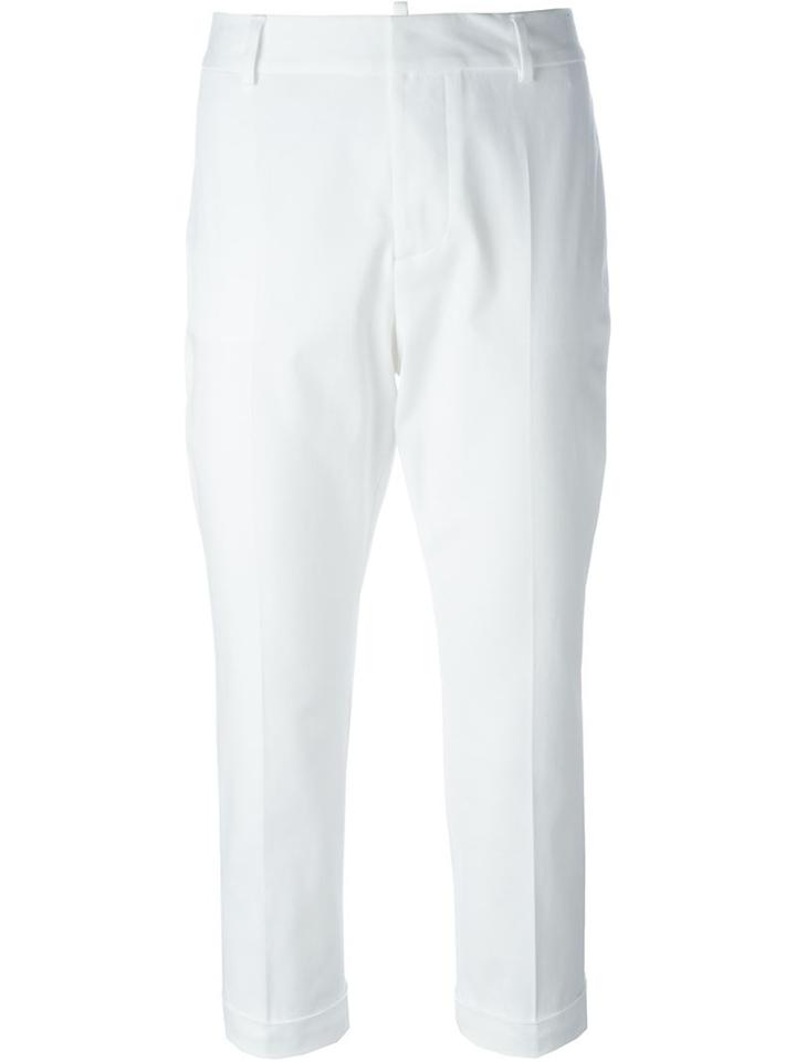 Dsquared2 Cropped Trousers, Women's, Size: 44, White, Cotton/spandex/elastane/polyester