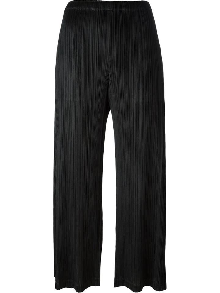 Pleats Please By Issey Miyake Pleated Trousers, Women's, Size: 3, Black, Polyester