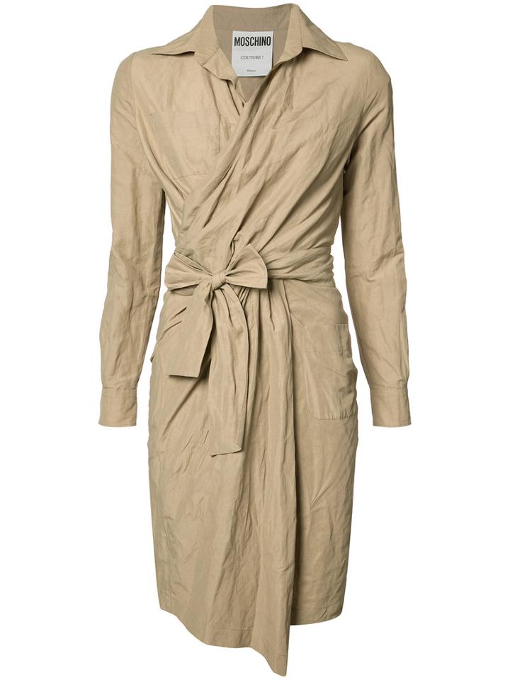 Moschino Tie-waist Day Dress, Women's, Size: 40, Nude/neutrals, Cotton/polyimide/metallic Fibre