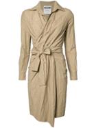 Moschino Tie-waist Day Dress, Women's, Size: 40, Nude/neutrals, Cotton/polyimide/metallic Fibre