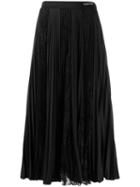 Valentino Pleated Lace Skirt - Black