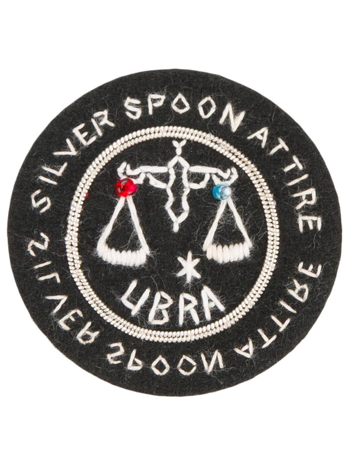 Silver Spoon Attire Libra Star Sign Badge - Black