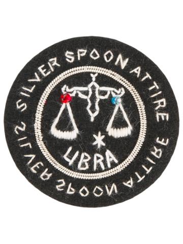 Silver Spoon Attire Libra Star Sign Badge - Black