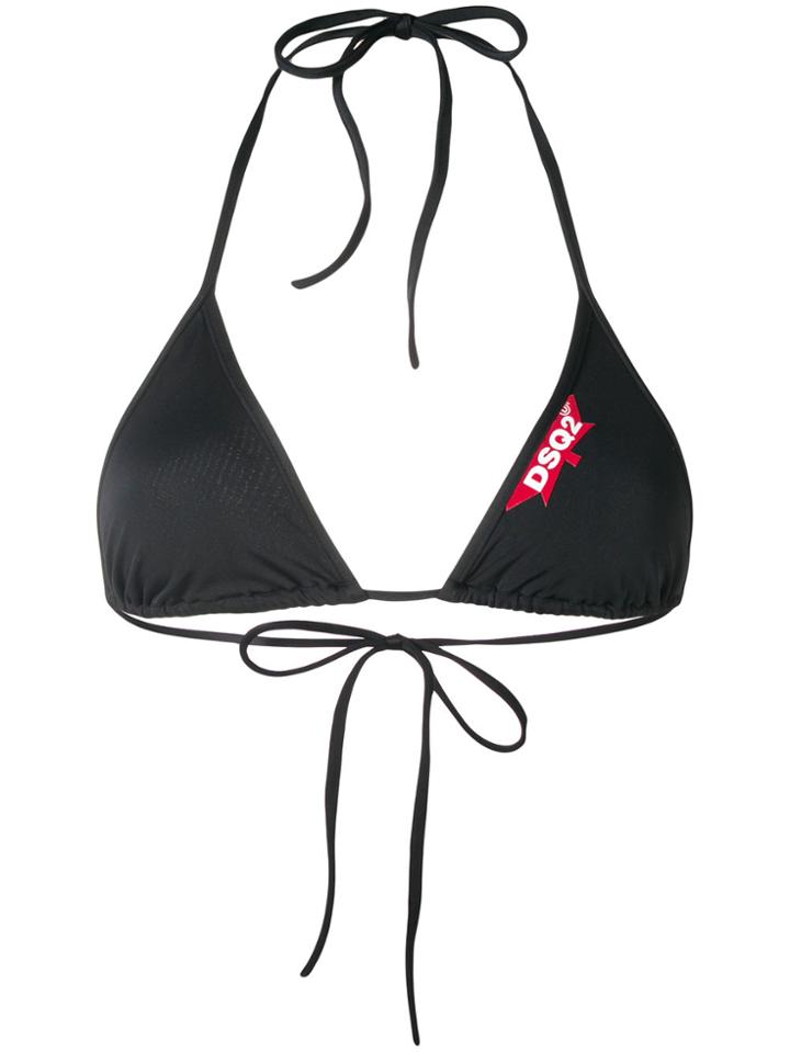 Dsquared2 Logo Halterneck Bikini Top - Black