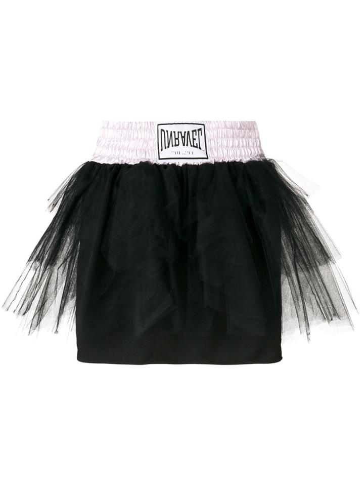 Unravel Project Elasticated Tulle Detail Skirt - Black