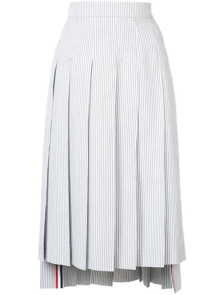 Thom Browne Striped Midi Pleated Skirt - Grey