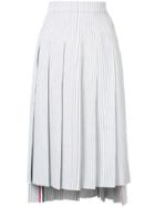 Thom Browne Striped Midi Pleated Skirt - Grey