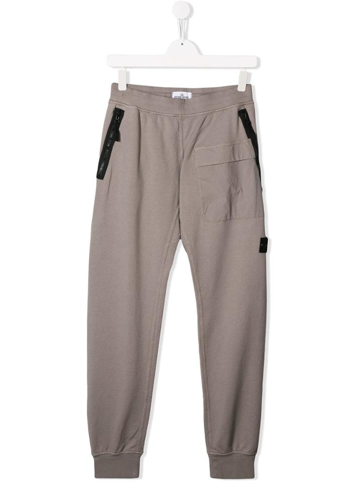 Stone Island Junior Zip Detail Track Pants - Grey