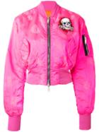 Unravel Project - Skull Print Bomber Jacket - Women - Polyamide/cotton/polyurethane - 40, Pink/purple, Polyamide/cotton/polyurethane
