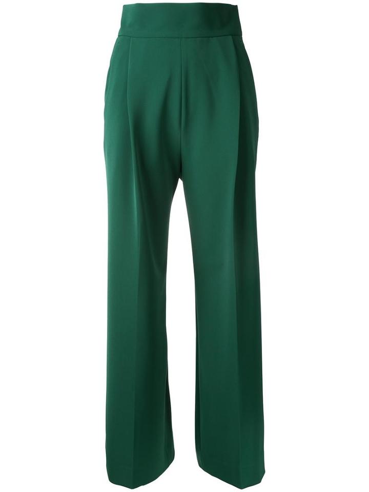 H Beauty & Youth Tailored Straight Trousers, Women's, Size: Small, Green, Cotton