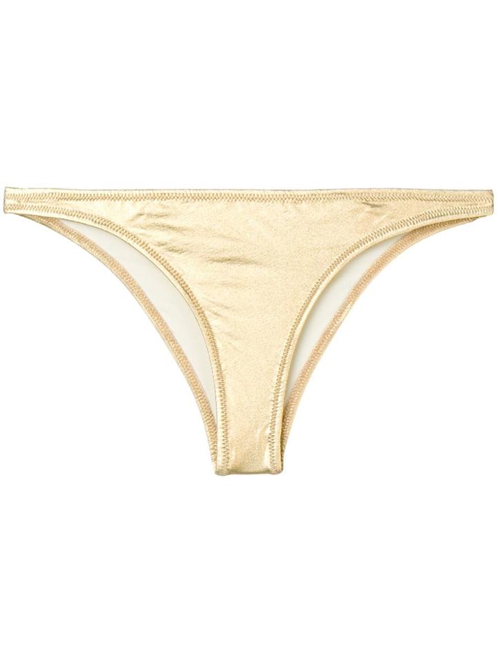 Solid & Striped Plain Bikini Bottom - Gold