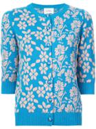 Barrie Floral Embroidered Cardigan - Blue