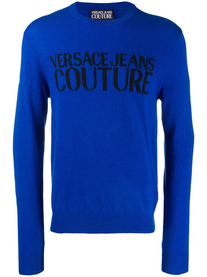 Versace Jeans Couture Logo Knitted Sweatshirt - Blue
