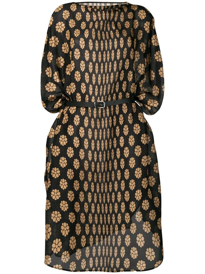 Mm6 Maison Margiela Floral Print Dress - Black