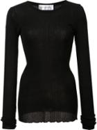 Faith Connexion Ribbed Longsleeved T-shirt, Women's, Size: Large, Black, Cotton