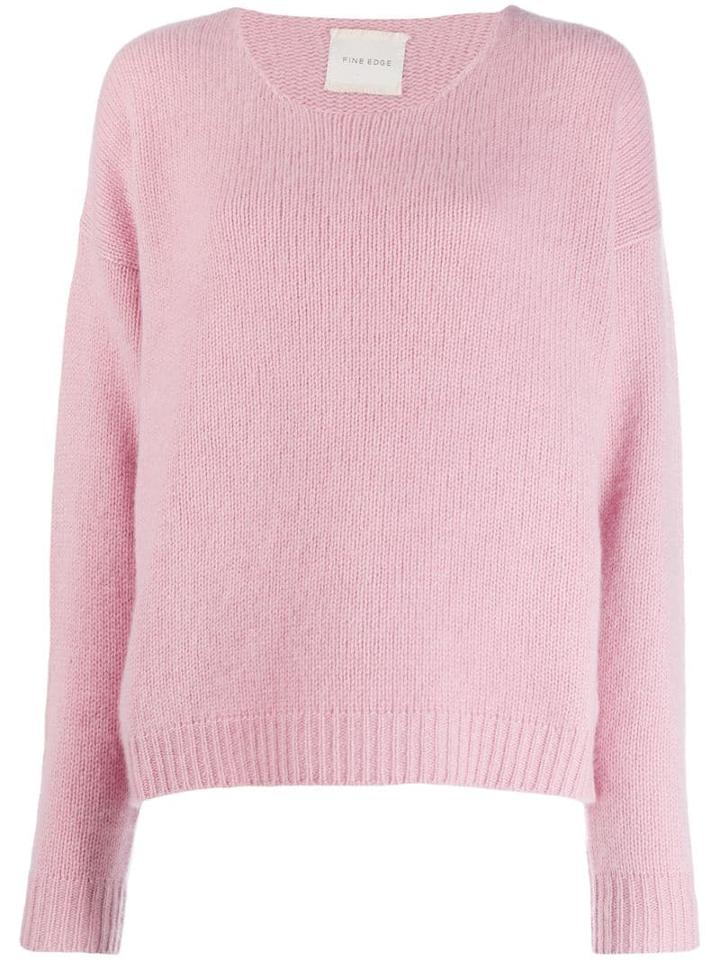 Fine Edge Boyfriend Crew Neck Sweater - Pink