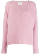 Fine Edge Boyfriend Crew Neck Sweater - Pink