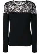 Philipp Plein Lace Panel Jersey Top - Black