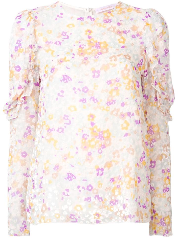 See By Chloé Floral Ruffle Blouse - White