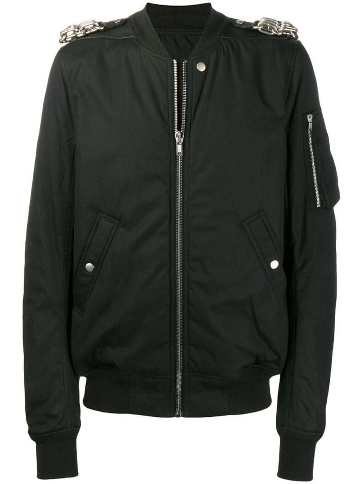 Rick Owens Chain Shoulder Bomber Jacket - Black