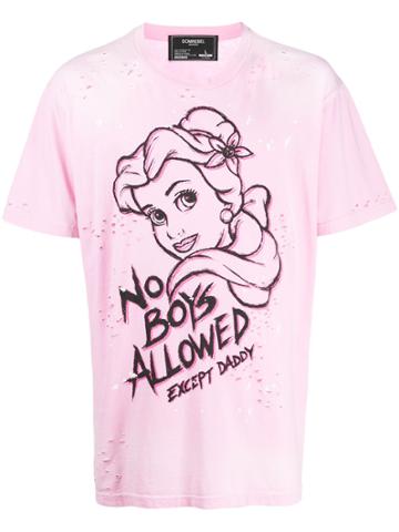 Domrebel Distressed Graphic Print T-shirt - Pink