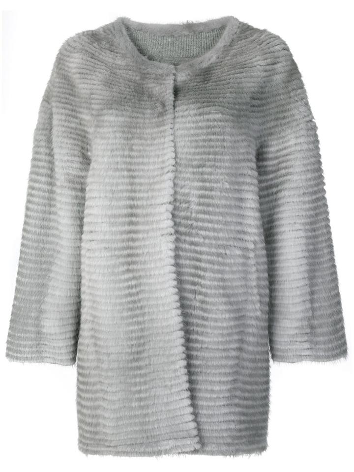 Liska Collarless Coat - Grey