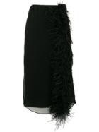 Prada Ostrich Feather Detail Skirt - Black