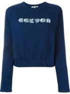 Carven Embroidered Logo Sweatshirt, Women's, Size: L, Blue, Cotton