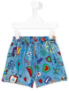Moschino Kids Printed Shorts, Girl's, Size: 10 Yrs, Blue