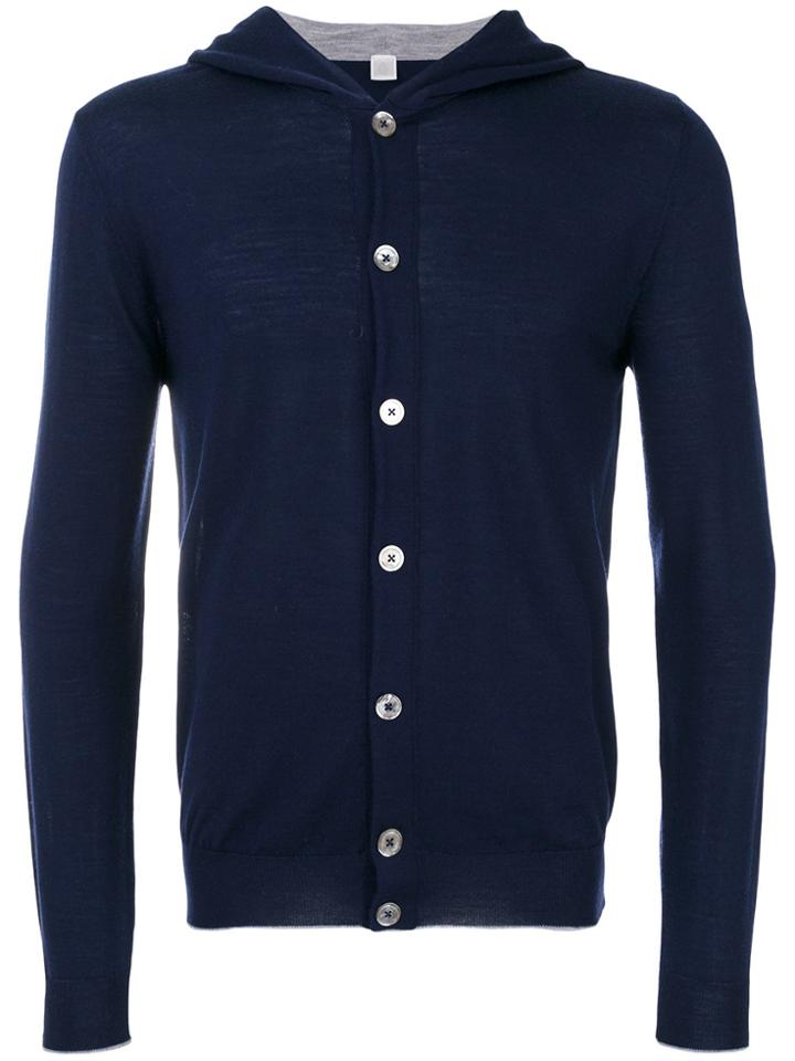 Eleventy Button Up Hoodie - Blue