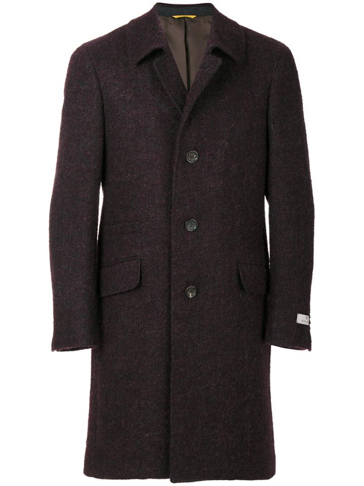 Canali Single-breasted Fitted Coat - Red