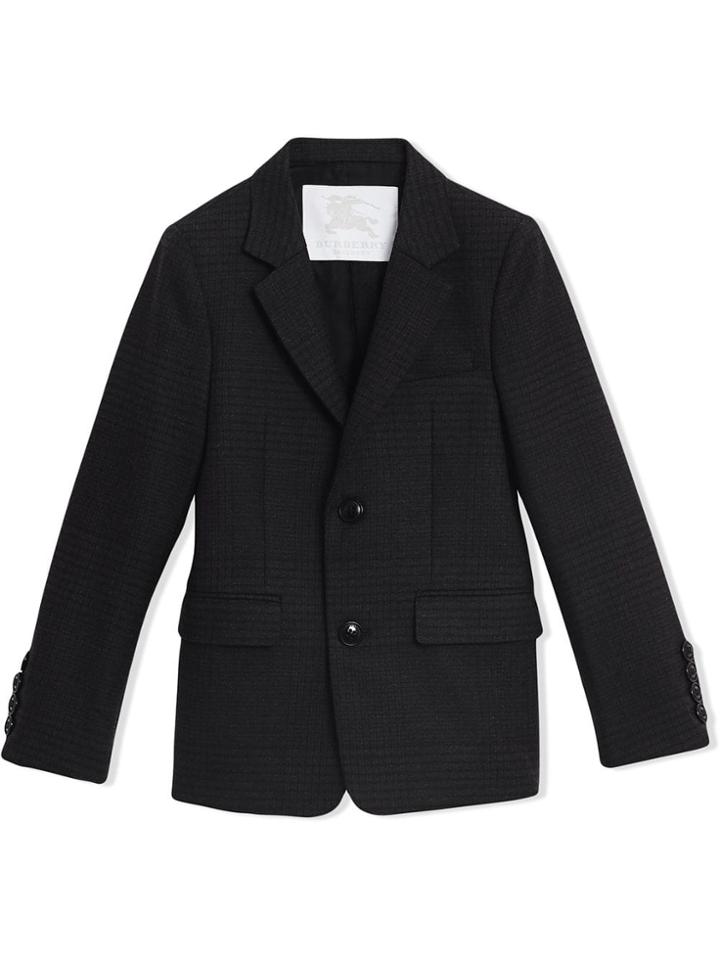 Burberry Kids Prince Of Wales Check Wool Blazer - Black